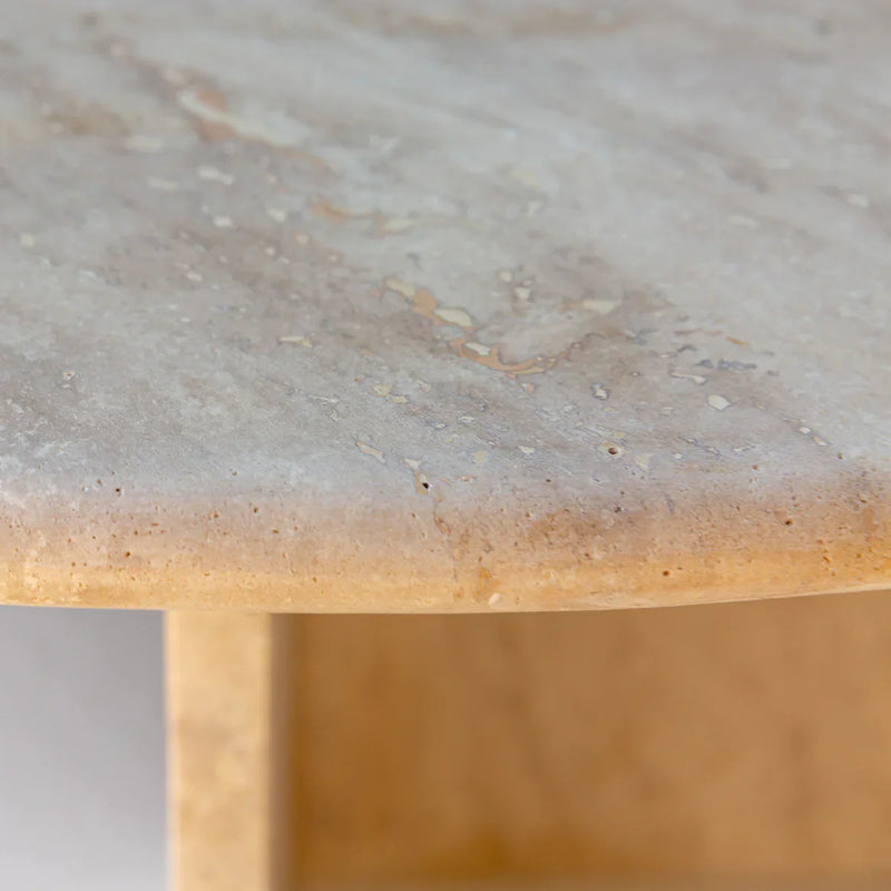 Troia Light Travertine Oval Shape Coffee Table Filled and Polished (W)24" (L)48" (H)16" by GobekDesign