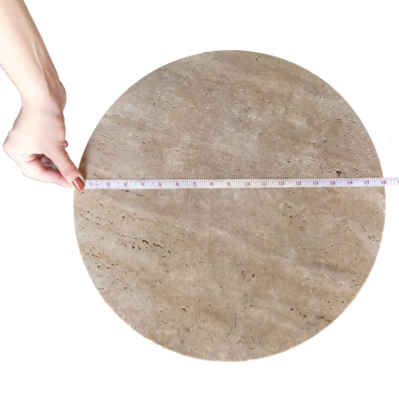 Natural Light Travertine Round End Table Honed Finish 18D x 20H by GobekDesign