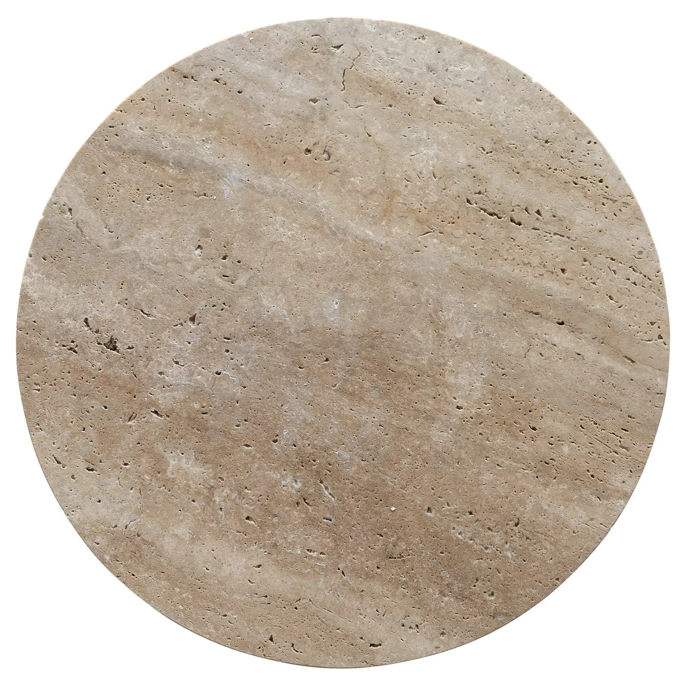 Natural Light Travertine Round End Table Honed Finish 18D x 20H by GobekDesign