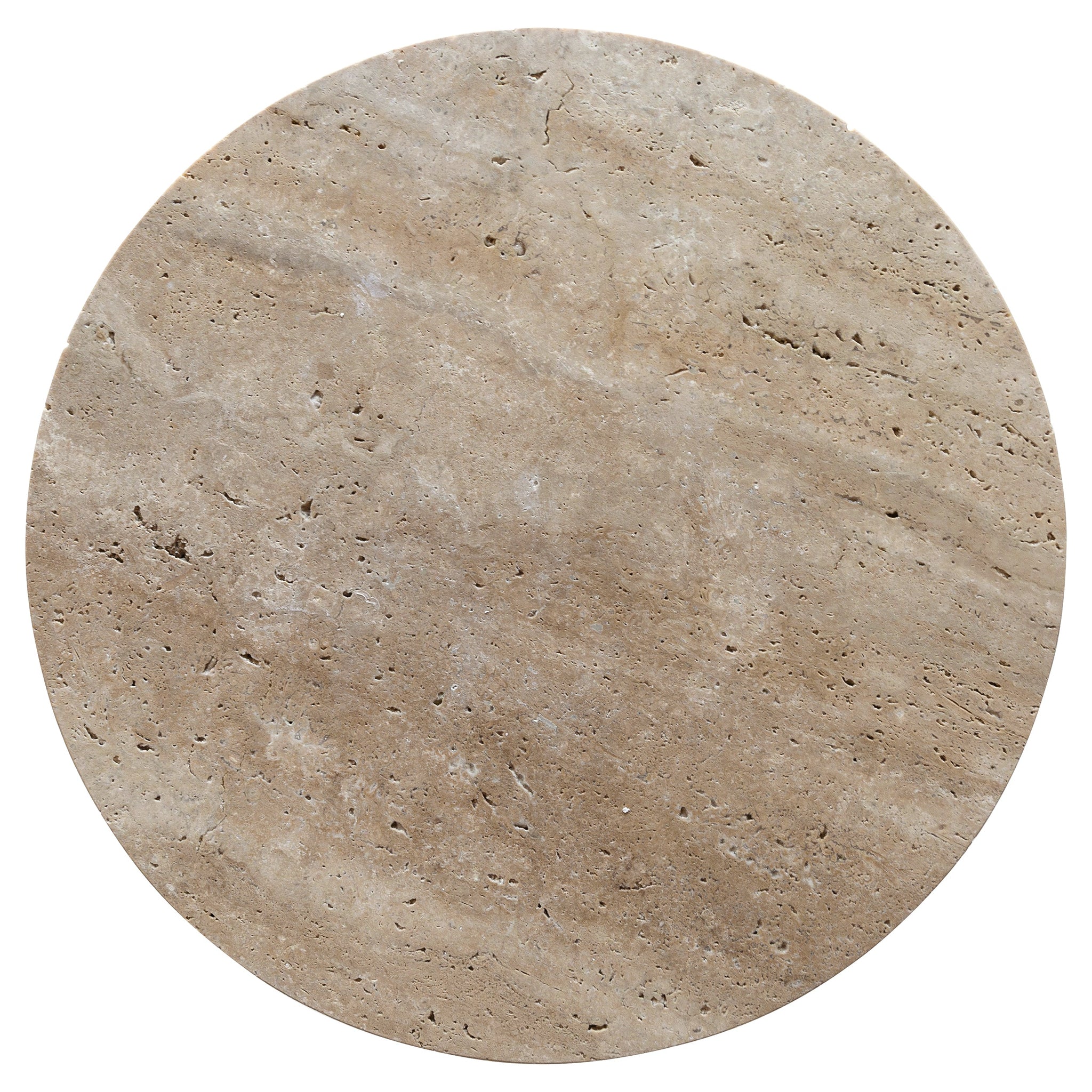 Troia Light Travertine Round End/Side Table U Shape Legs Unfilled, Honed (D)18" (H)20" by GobekDesign