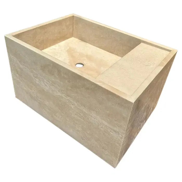 Light Travertine Natural Stone Wall-Mount Bathroom Sink 17x24 by GobekDesign