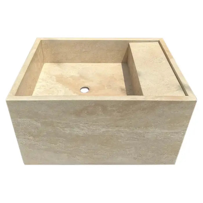 Light Travertine Natural Stone Wall-Mount Bathroom Sink 17x24 by GobekDesign