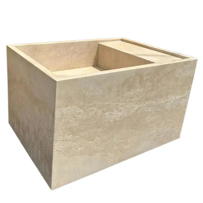 Light Travertine Natural Stone Wall-Mount Bathroom Sink 17x24 by GobekDesign