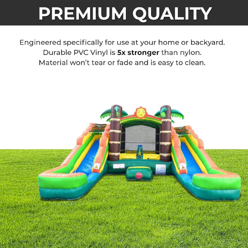 16FT Tropical Bounce House Combo With Double Water Slides (SAK92508) by SAKSBY WHOLESALE