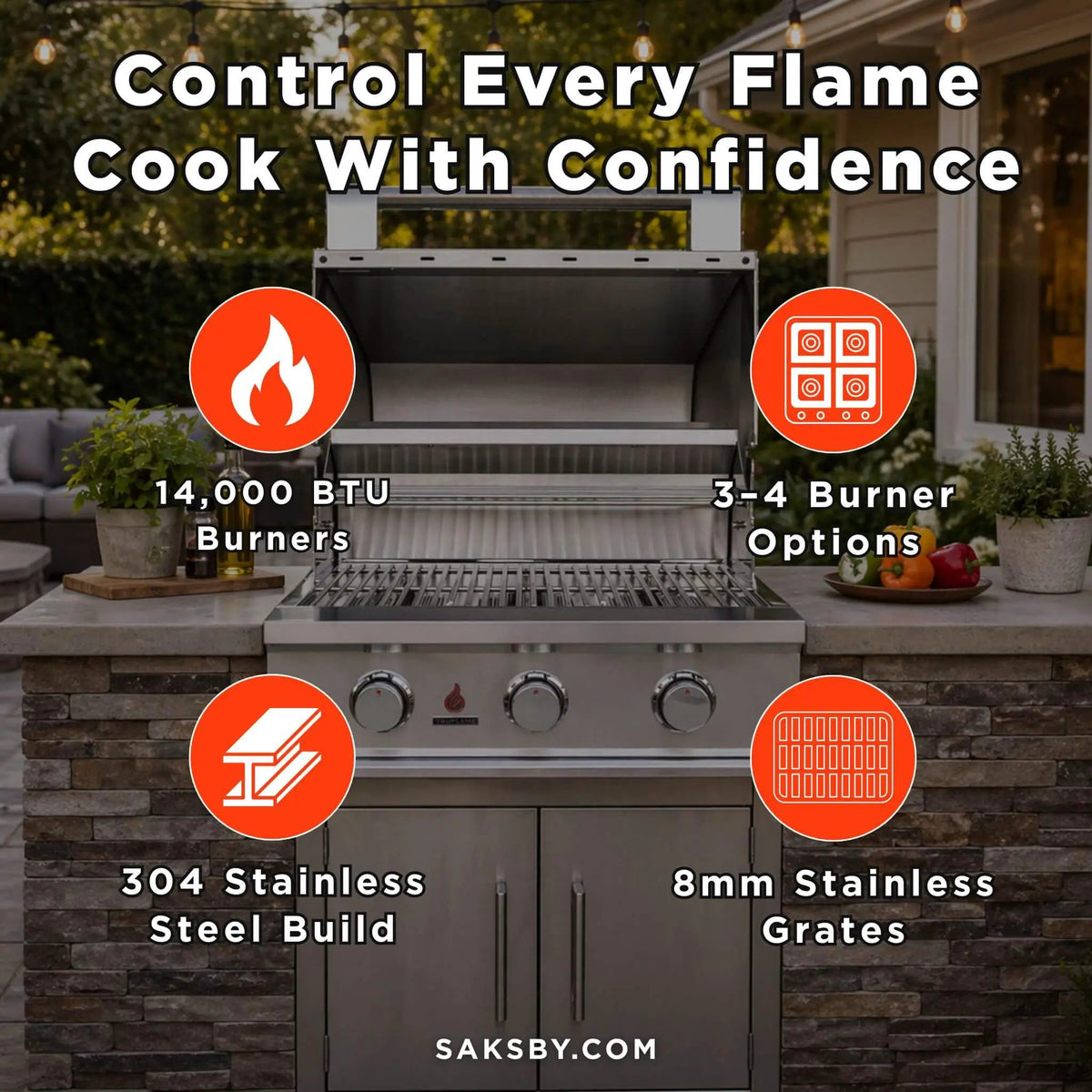 TrueFlame E-Series Built-In Stainless Steel Gas Grill [TFE25/32] (SAK13784) by SAKSBY WHOLESALE