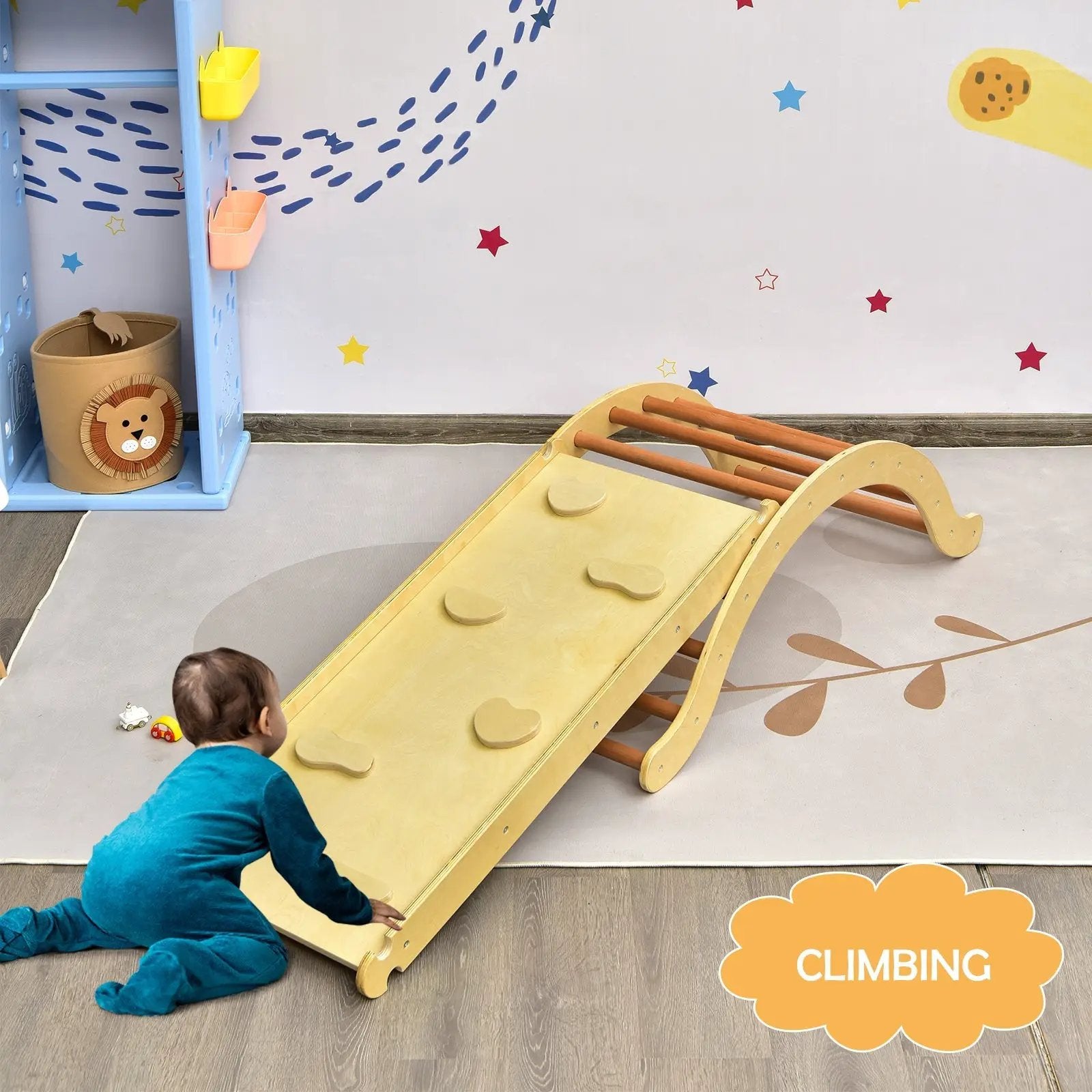 3-in-1 Wooden Arch Climber Set with Ramp and Rocker Mat by DirectDeals
