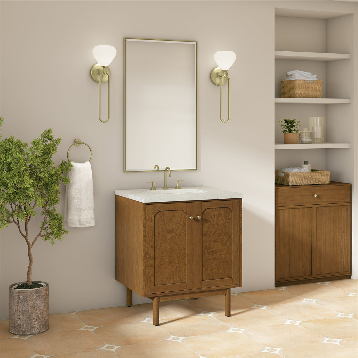 James Martin Laurent 30" Dual Mount Single Bathroom Vanity, Honey Oak, view 28