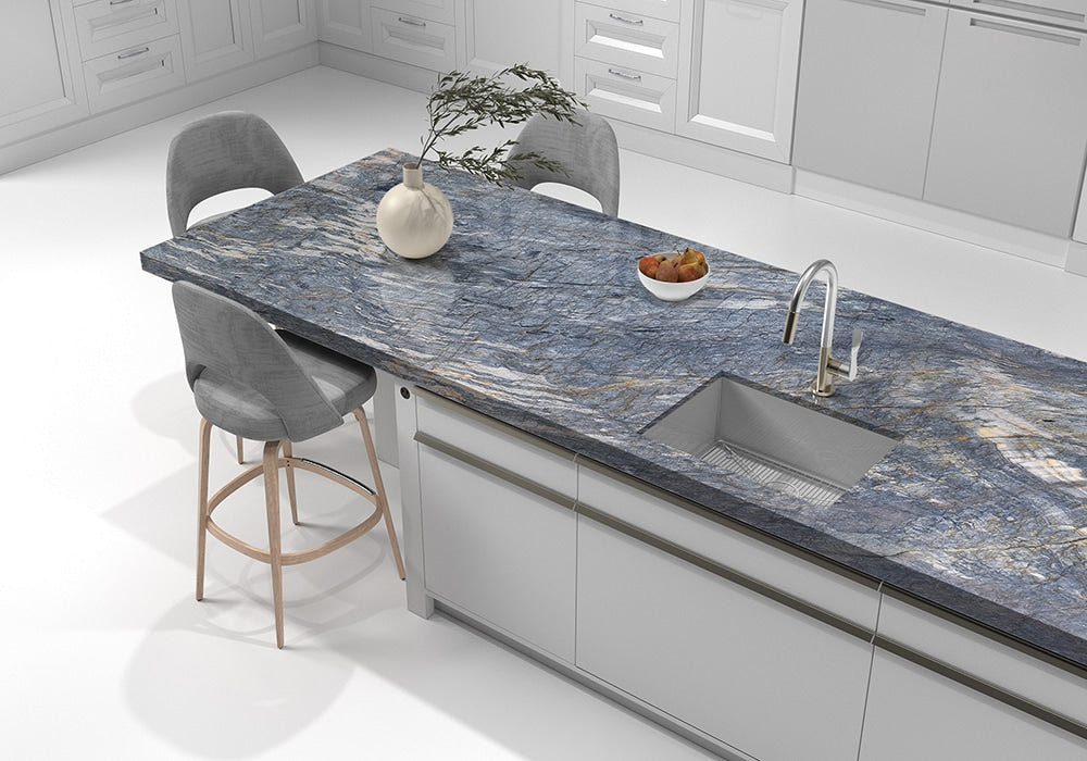 Tungsten Polished Quartzite Slab Random room scene 4
