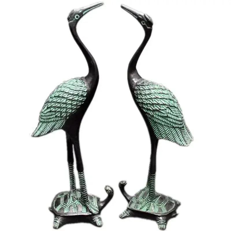 Antique Crane & Turtle Statue Set for Luxury Home & Office Decor by House Of Avana