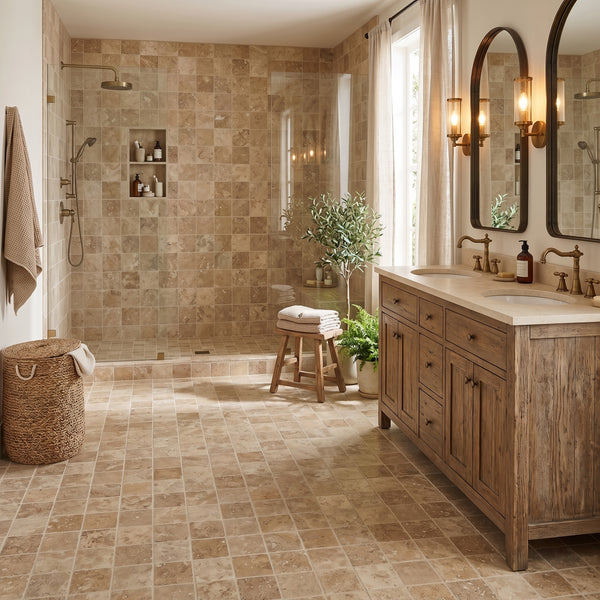 Tuscany Beige Honed Filled Travertine Tiles 5 1/2x5 1/2