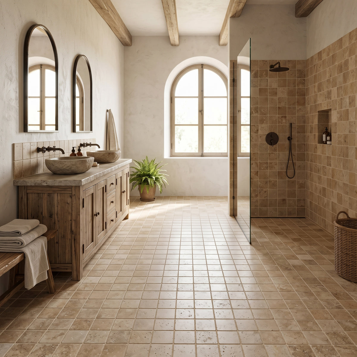 Tuscany Beige Honed Filled Travertine Tiles 5 1/2x5 1/2, photo 4 of 4