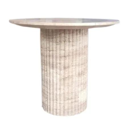 Tuscany Beige Travertine Handcrafted Oval Coffee Table Fluted Legs 24x50 by GobekDesign