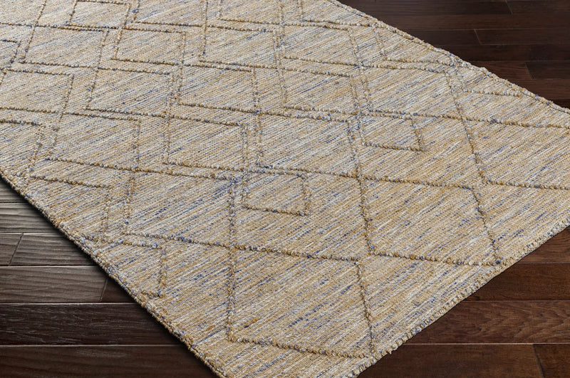 Buse Hand Woven Beige & Blue Area Rug - Clearance by Boutique Rugs