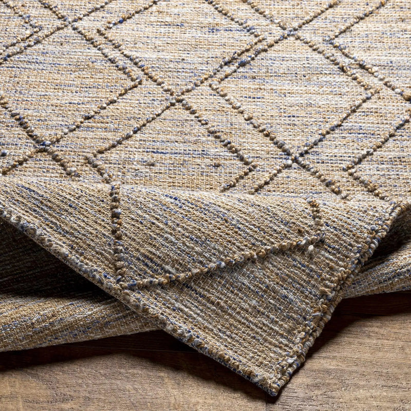 Buse Hand Woven Beige & Blue Area Rug - Clearance by Boutique Rugs