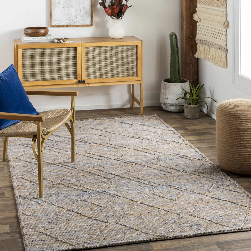 Buse Hand Woven Beige & Blue Area Rug - Clearance by Boutique Rugs