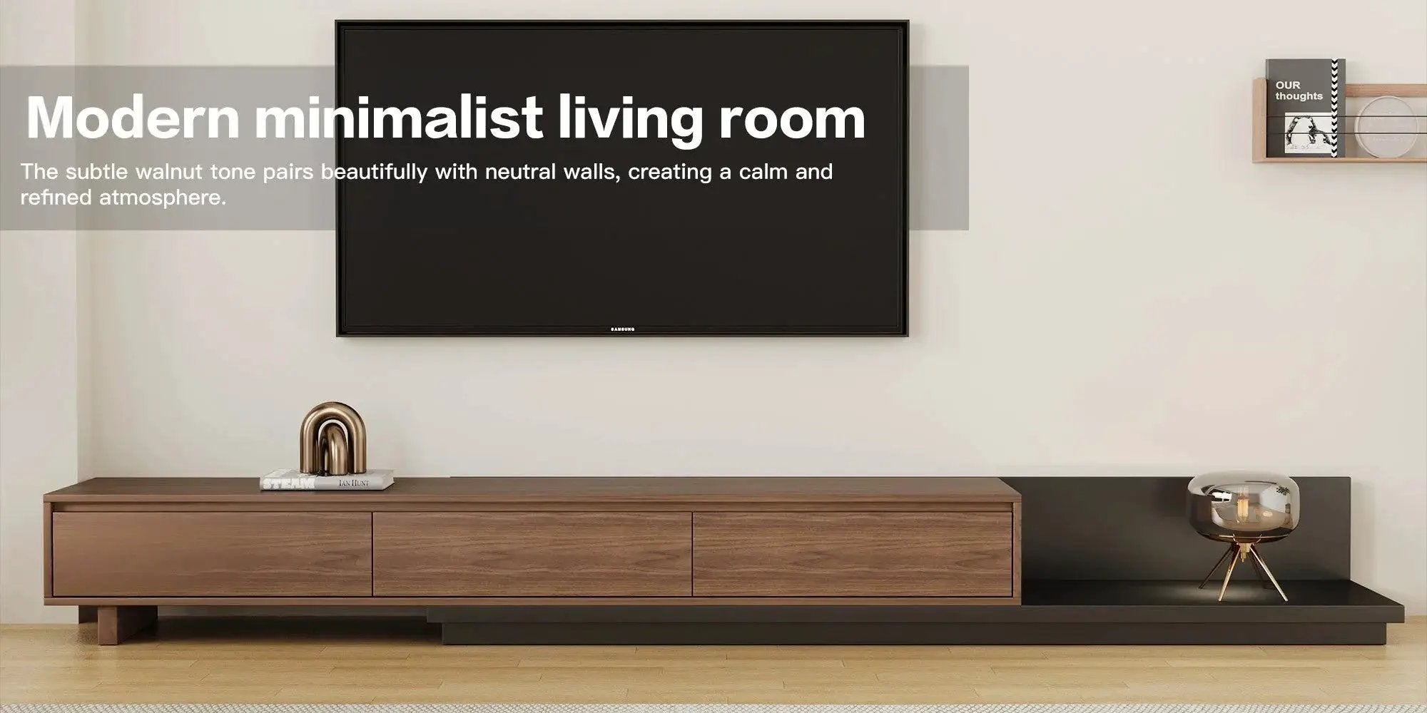 TV Cabinet - Adjustable Walnut Large by House Of Avana