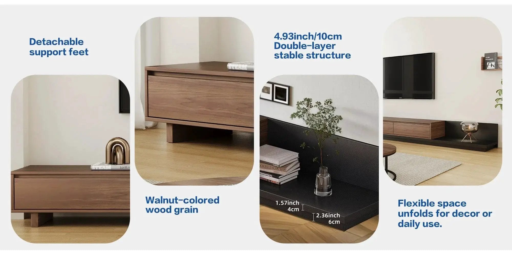 TV Cabinet - Adjustable Walnut Large by House Of Avana