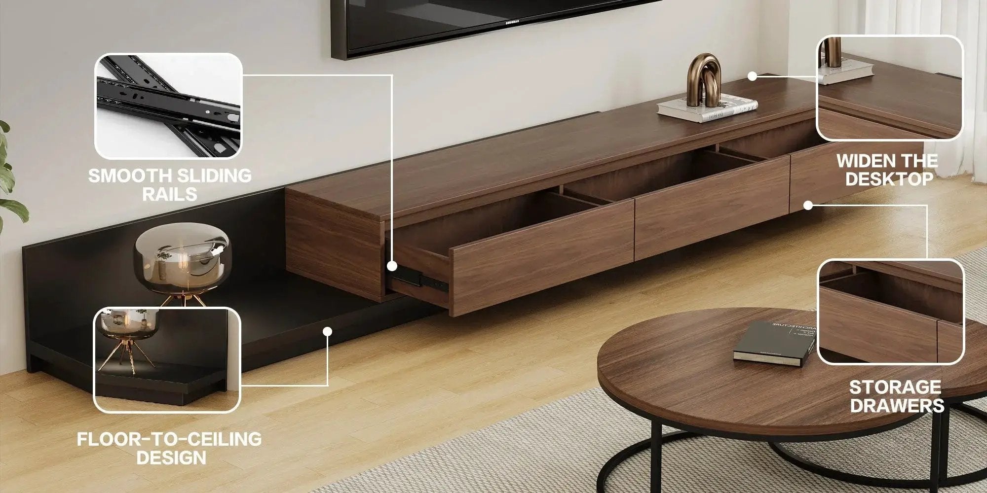 TV Cabinet - Adjustable Walnut Large by House Of Avana
