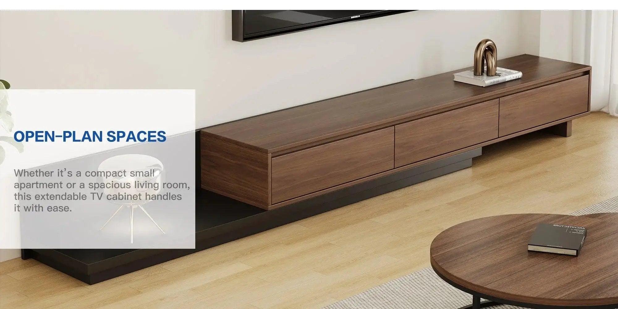TV Cabinet - Adjustable Walnut Large by House Of Avana