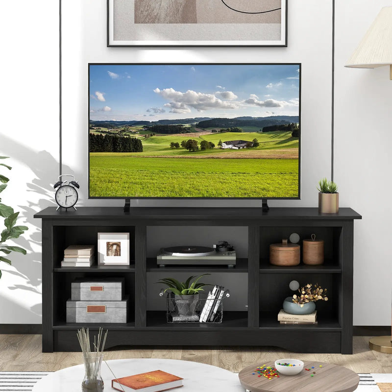TV Stand for up to 65 Inch Flat Screen TVs with Adjustable Shelves for 18 Inch Electric Fireplace (Not Included) by DirectDeals