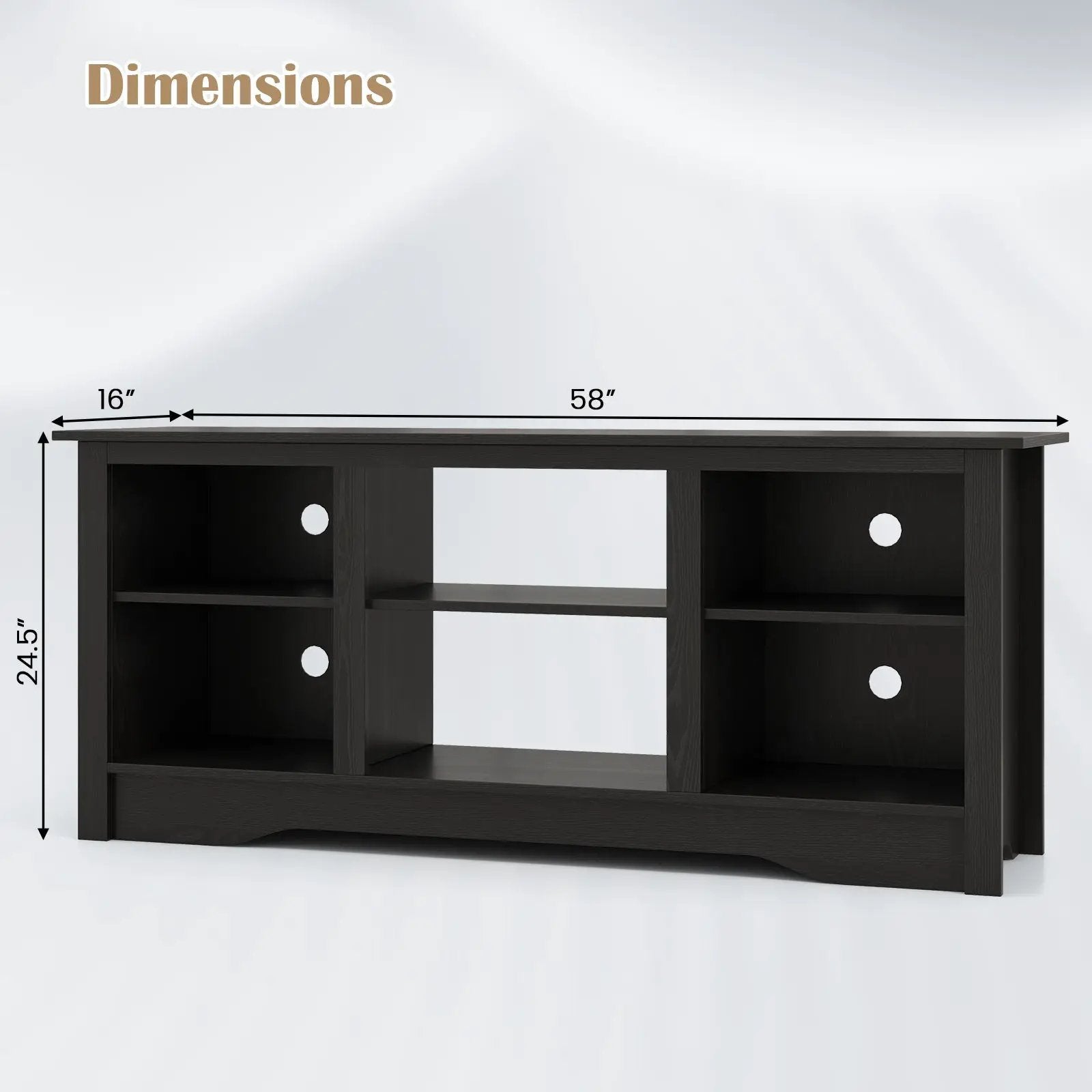 TV Stand for up to 65 Inch Flat Screen TVs with Adjustable Shelves for 18 Inch Electric Fireplace (Not Included) by DirectDeals