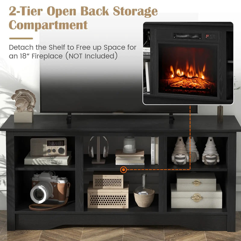TV Stand for up to 65 Inch Flat Screen TVs with Adjustable Shelves for 18 Inch Electric Fireplace (Not Included) by DirectDeals