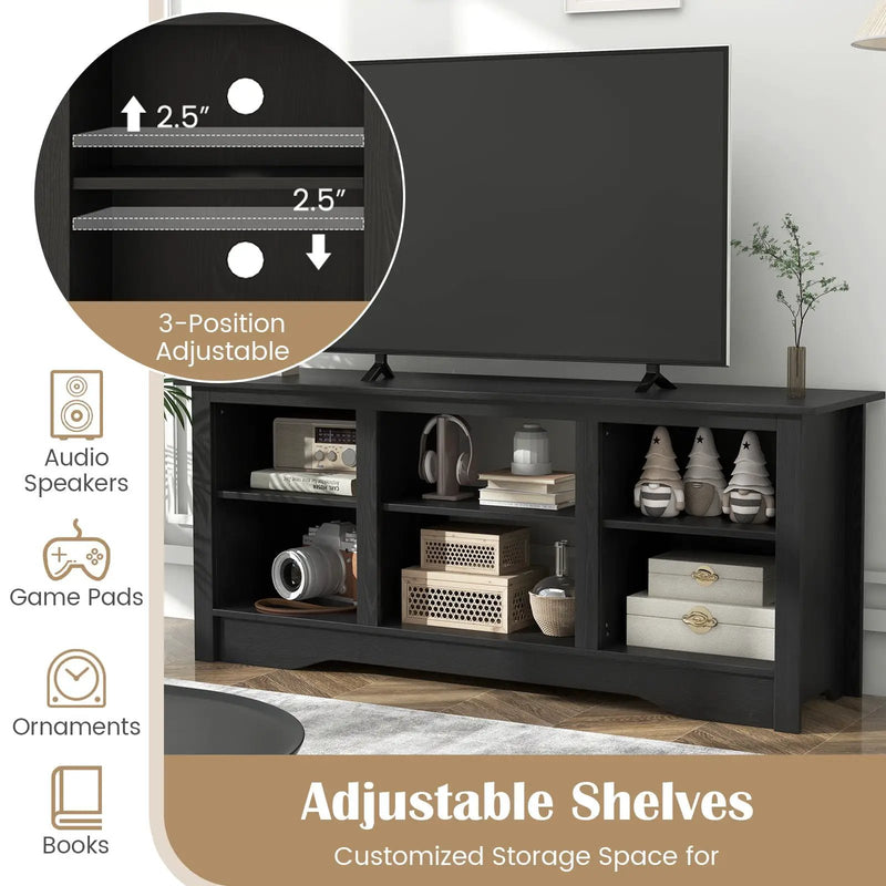 TV Stand for up to 65 Inch Flat Screen TVs with Adjustable Shelves for 18 Inch Electric Fireplace (Not Included) by DirectDeals