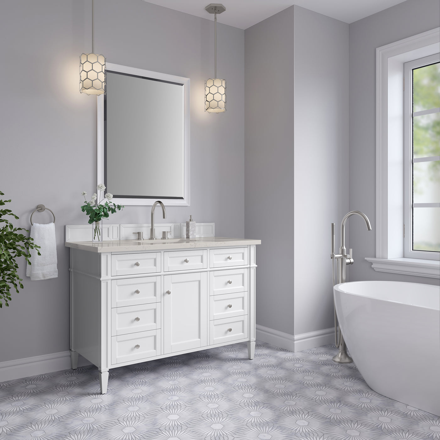 James Martin Brittany 48" Single Bathroom Vanity, Bright White by James Martin