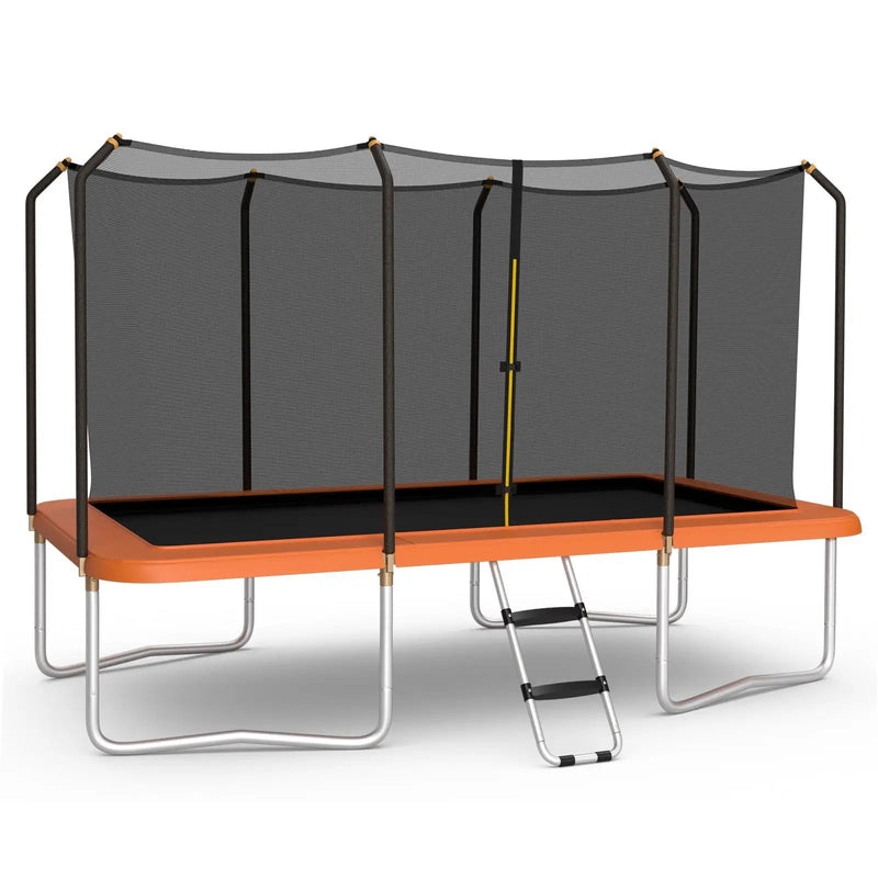 8 x 14 Feet Rectangular Recreational Trampoline with Safety Enclosure Net and Ladder by DirectDeals