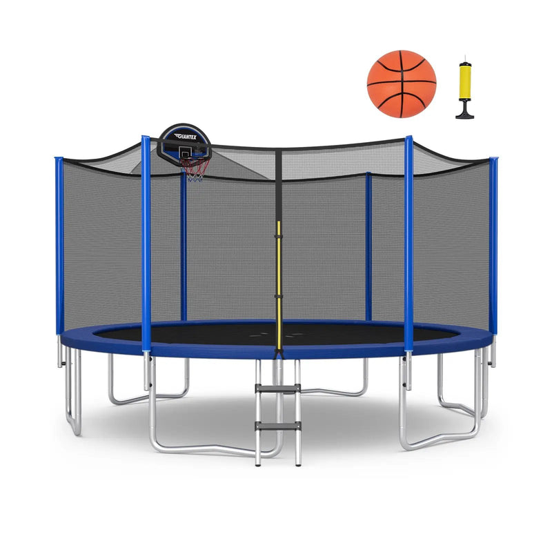 12/14/15/16 Feet Outdoor Recreational Trampoline with Enclosure Net-14 ft by DirectDeals