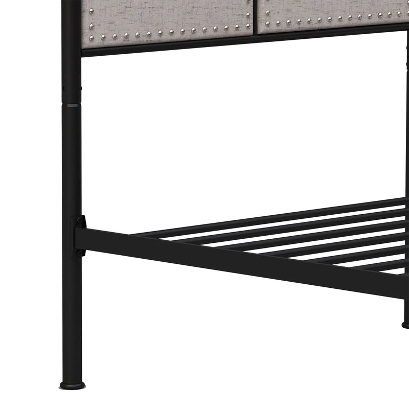 Twin Size Linen Upholstered Platform Metal Bed Frame, photo 11 of 13