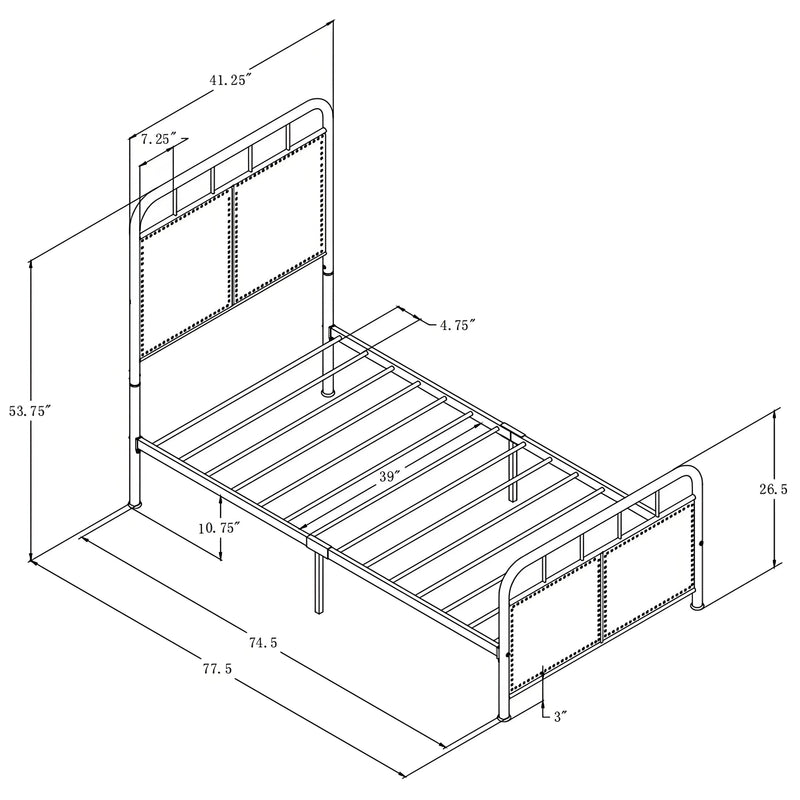 Twin Size Linen Upholstered Platform Metal Bed Frame, photo 13 of 13