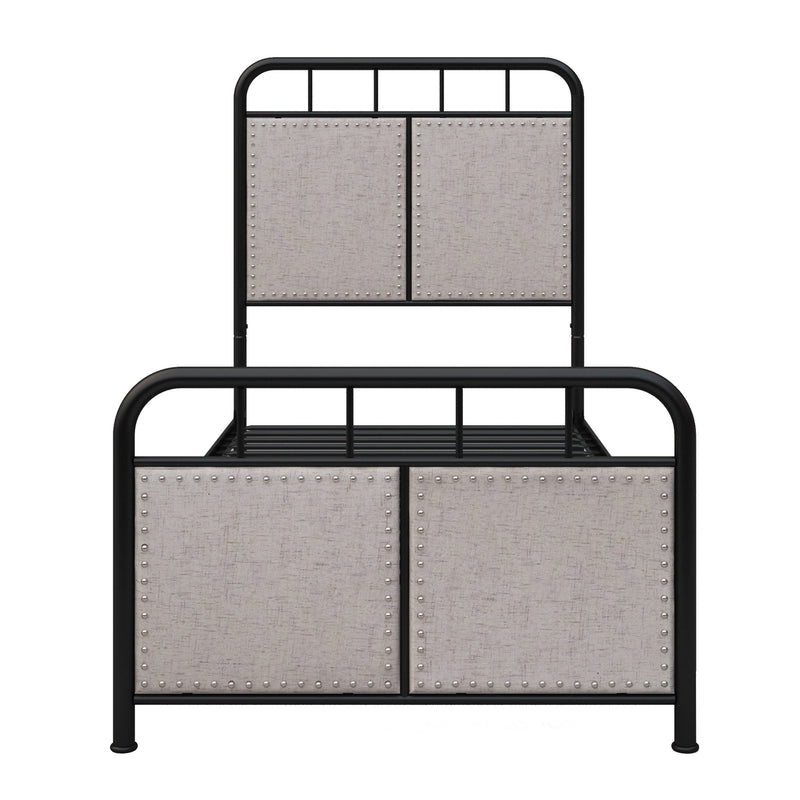 Twin Size Linen Upholstered Platform Metal Bed Frame, photo 4 of 13