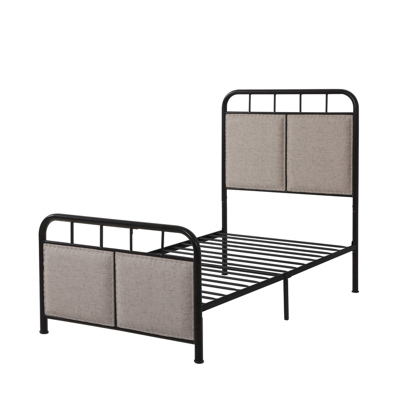 Twin Size Linen Upholstered Platform Metal Bed Frame, photo 5 of 13