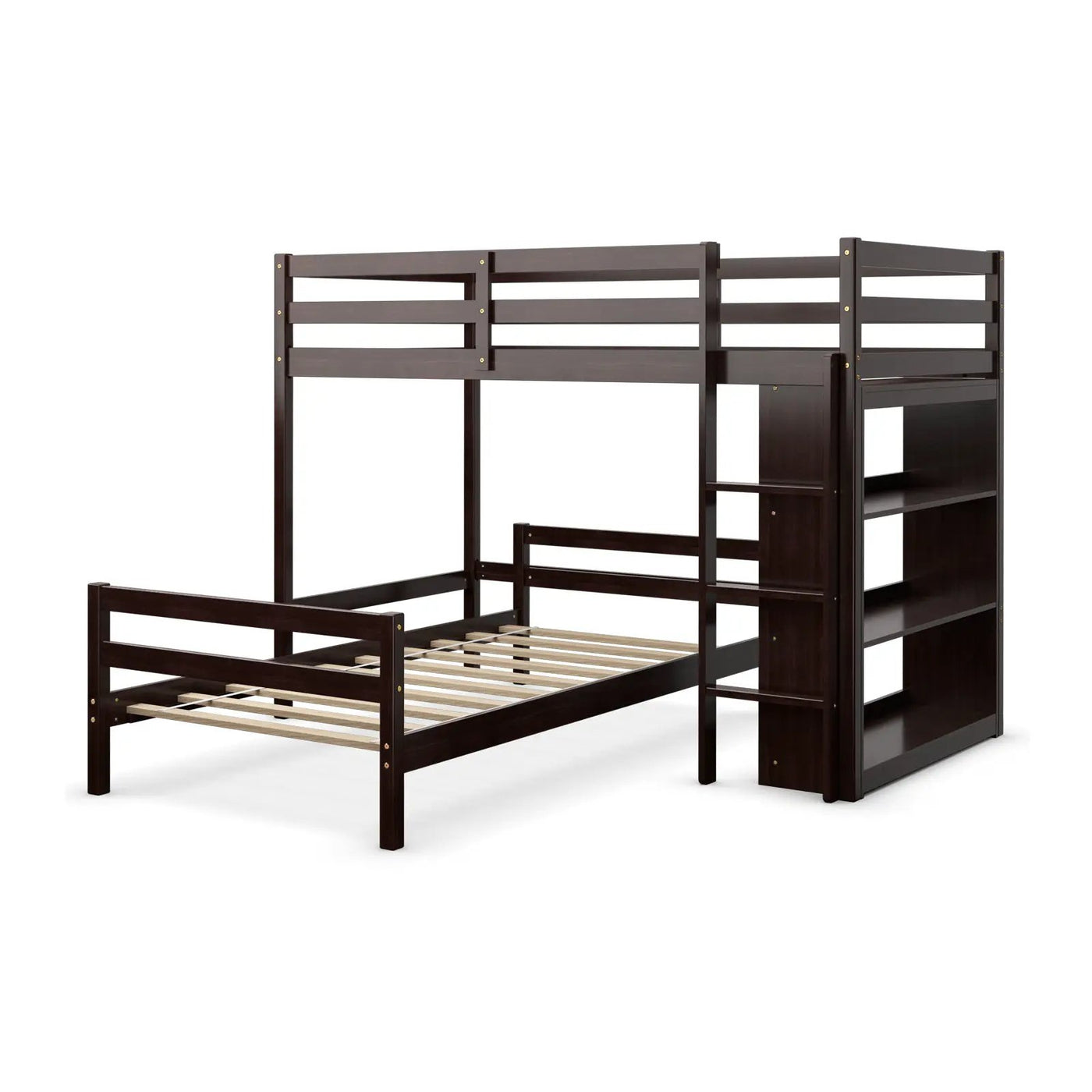 Twin Over Twin Loft Bunk Bed with Bookcase by DirectDeals