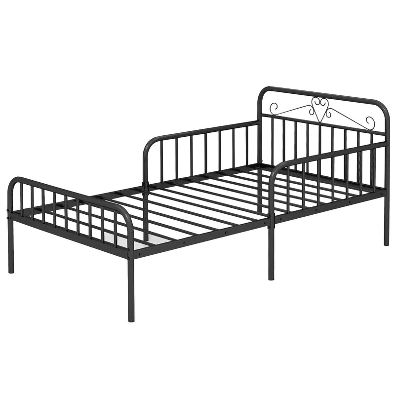 Twin Size Bed Frame with Headboard and Safety Side Guardrails by DirectDeals