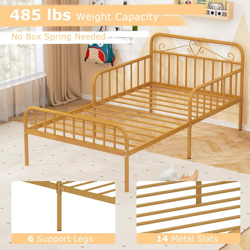 Twin Size Bed Frame with Headboard and Safety Side Guardrails by DirectDeals