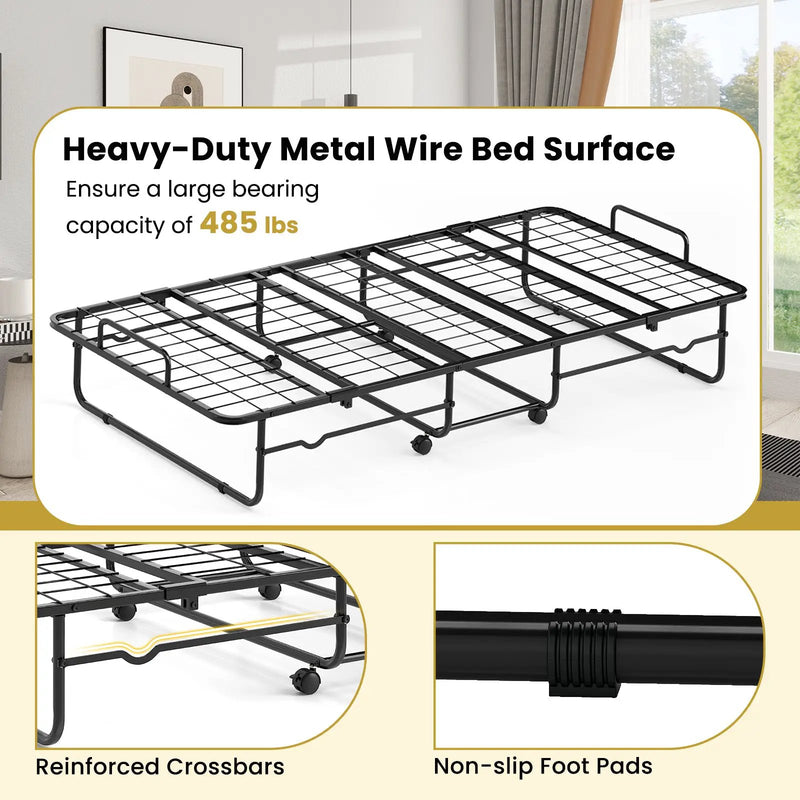 Twin Size Folding Bed with Memory Foam Mattress and Heavy-duty Metal Frame by DirectDeals