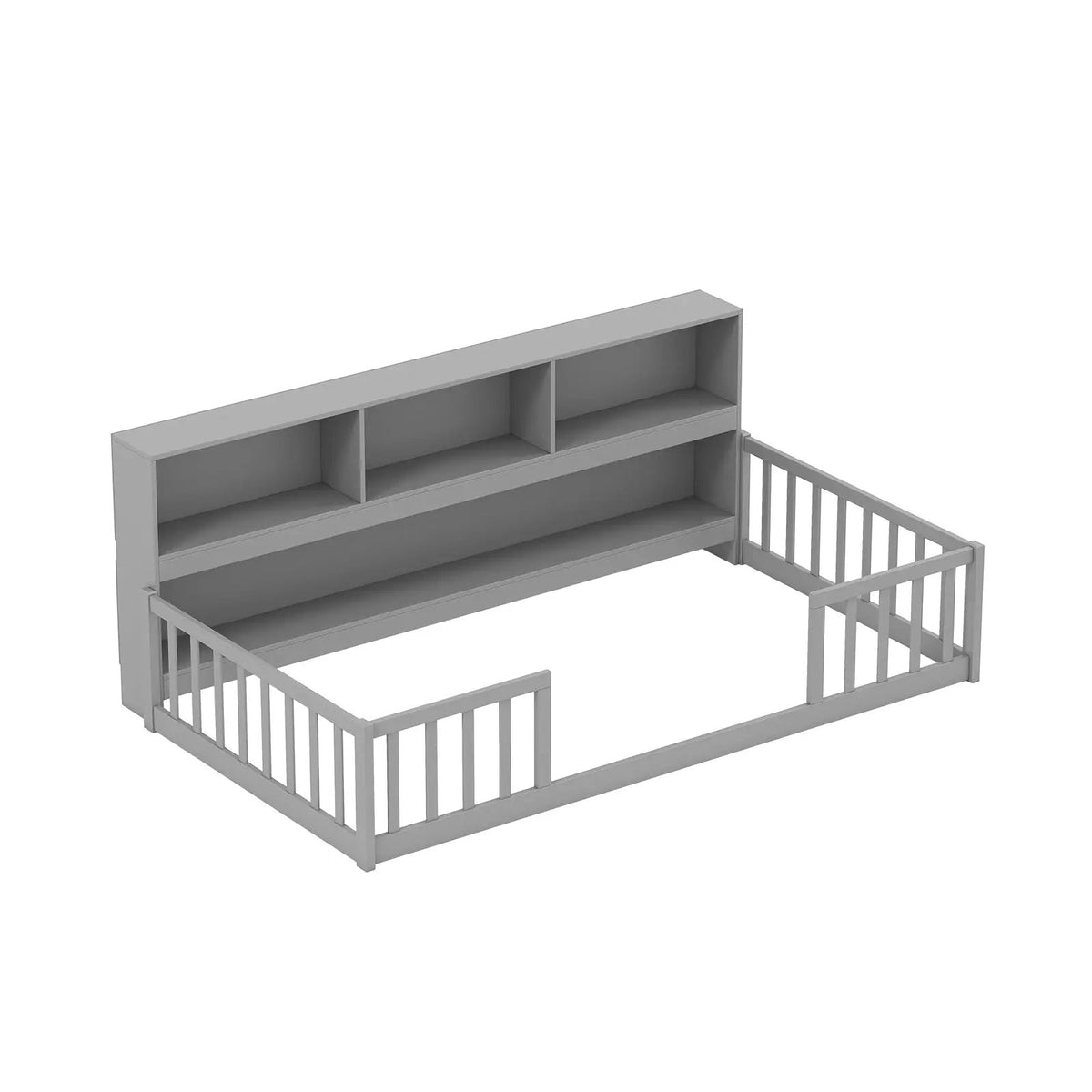 Twin Size Montessori Floor Bed with Bookcase by DirectDeals