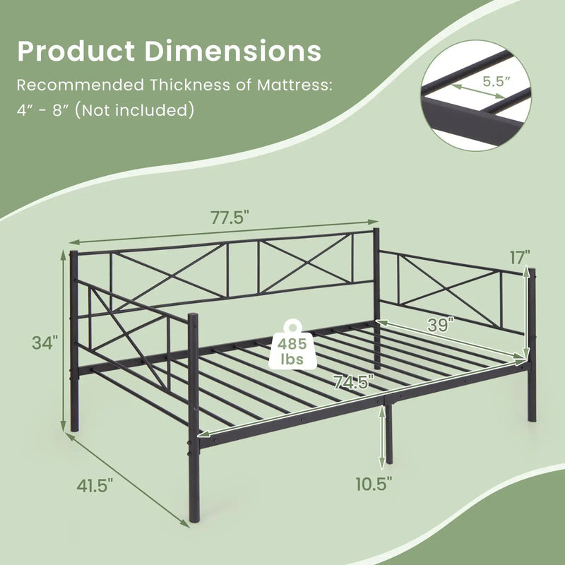 Twin Size Platform Bed with Heavy-duty Metal Slat Support by DirectDeals