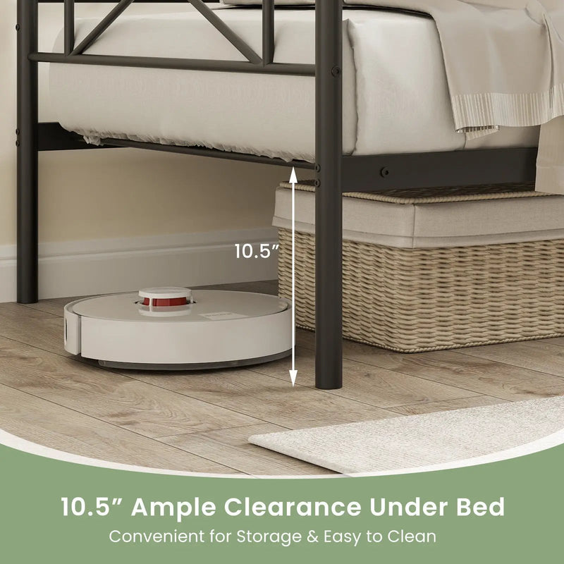 Twin Size Platform Bed with Heavy-duty Metal Slat Support by DirectDeals