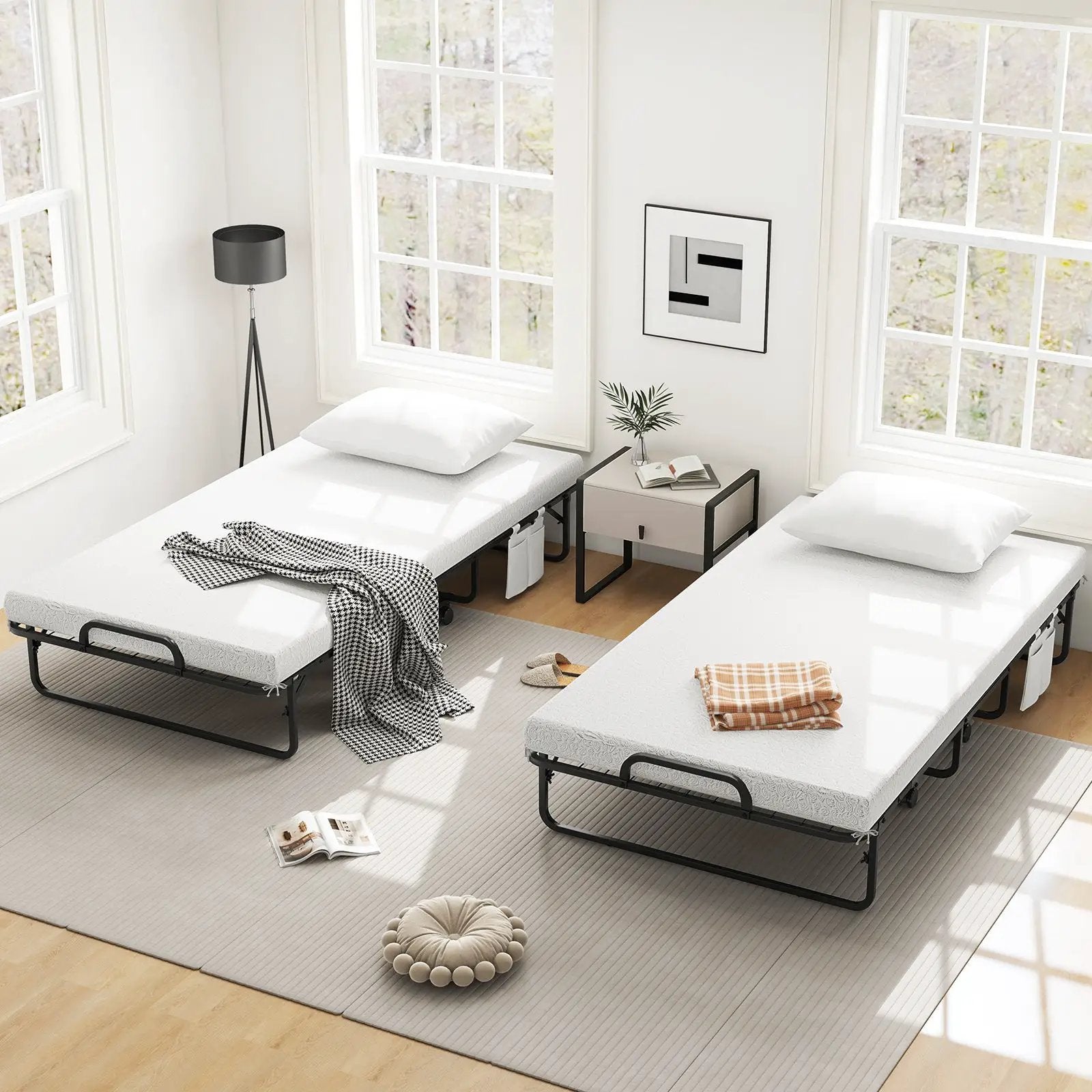 Cot Size Folding Bed with Memory Foam Mattress and Pillow by DirectDeals