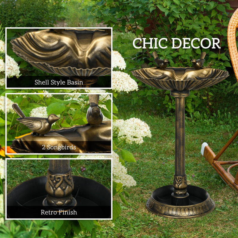 Resin Bird Bath Tall Shell Basin Planter 32 Inch, photo 3 of 9