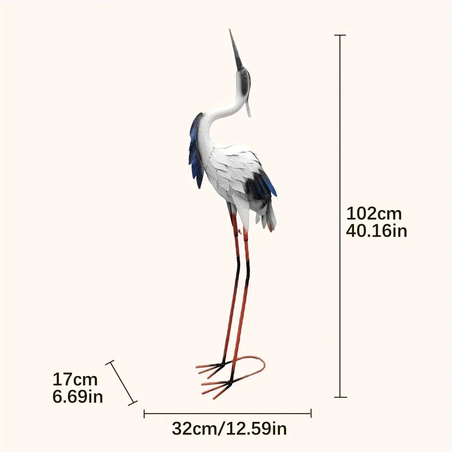 Two Pairs of Elegant White Crane Statues, with Head Up and Head Down Styles, Smooth Metal Design, Courtyard Villa Garden Decoration, Lawn and Gardening, Outdoor Bird Garden Decoration, Metal Crafts by House Of Avana