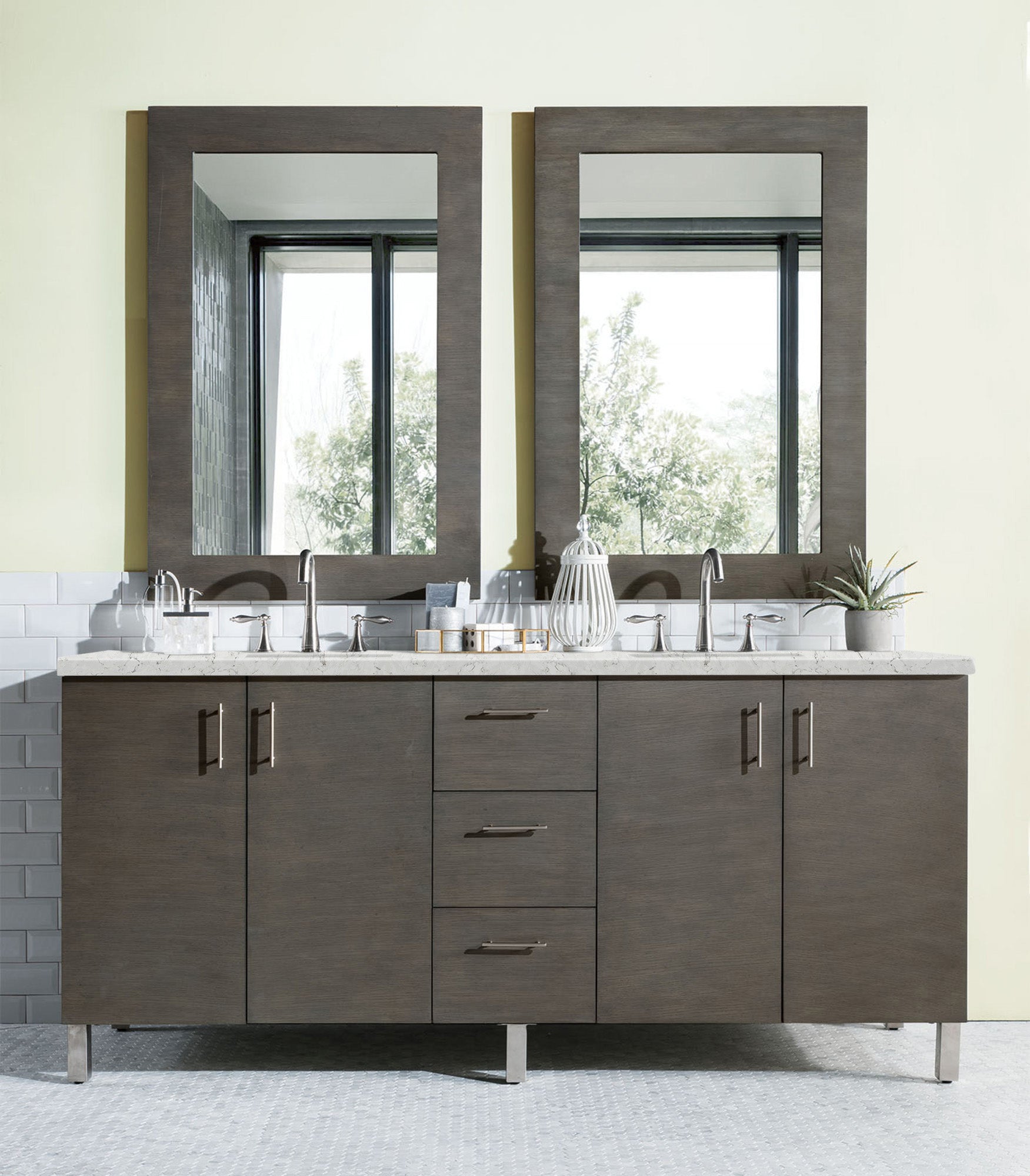 James Martin Metropolitan 72" Dual Mount Double Bathroom Vanity, Silver Oak by James Martin