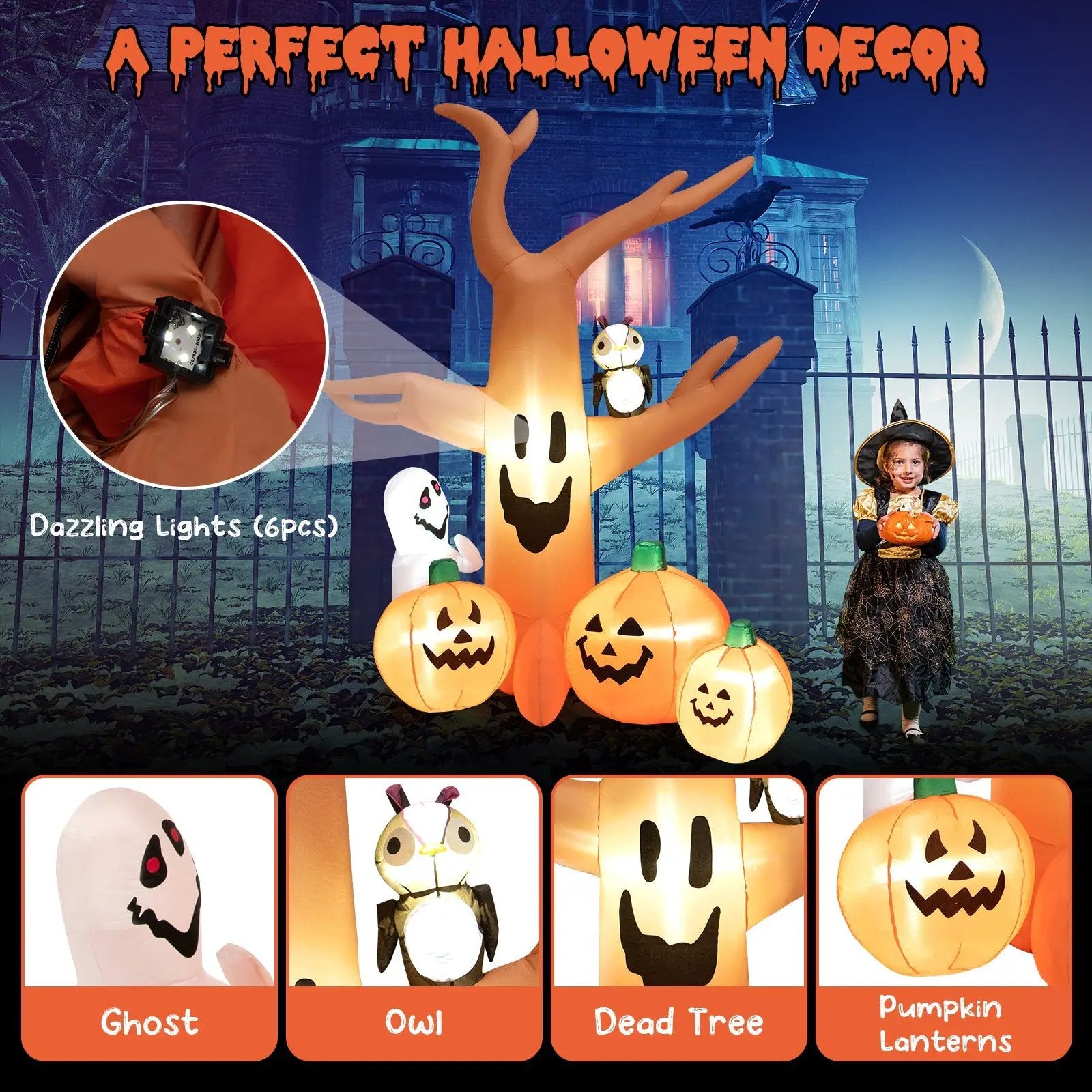 8 Feet Halloween Inflatable Dead Tree with LED Lights by DirectDeals