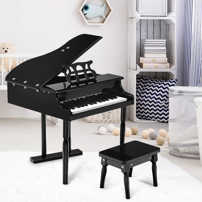 30-Key Kids Piano Keyboard Toy with Bench Piano Lid and Music Rack by DirectDeals