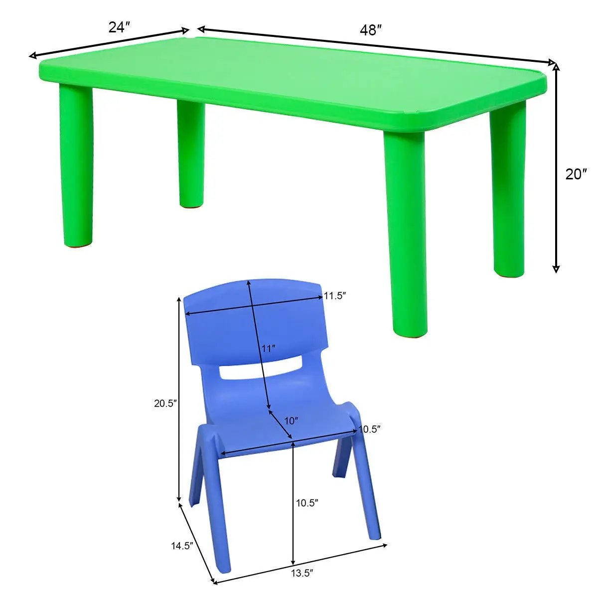 Kids Colorful Plastic Table and 4 Chairs Set by DirectDeals