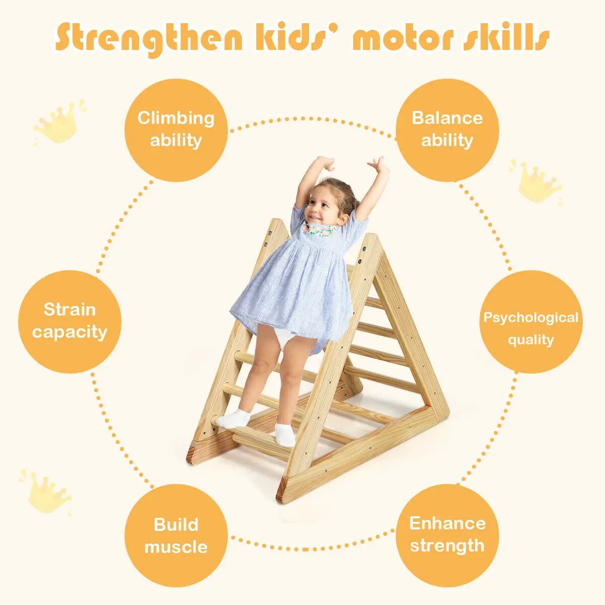 Wooden Triangle Climber for Toddler Step Training by DirectDeals