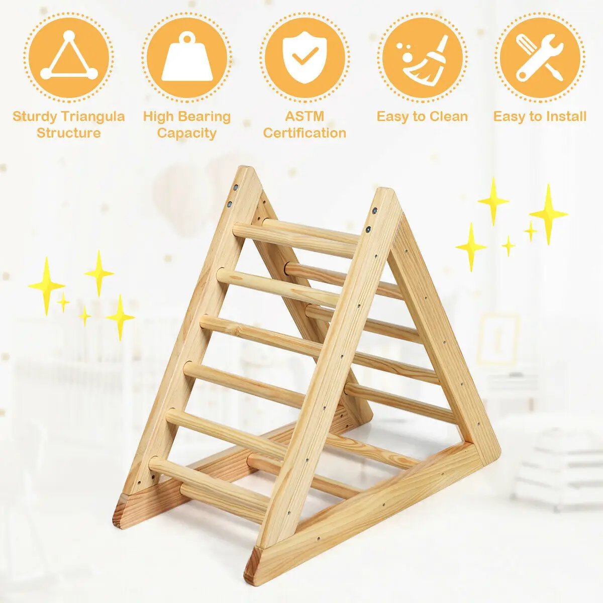 Wooden Triangle Climber for Toddler Step Training by DirectDeals